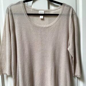 Chico's tan beige lightweight tunic sweater, top, size 3 (14/16)